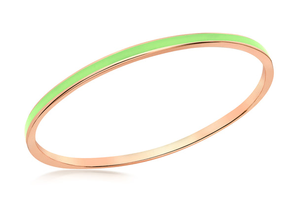 Sterling Silver Rose Gold Plated 3mm Green Stacking Bangle