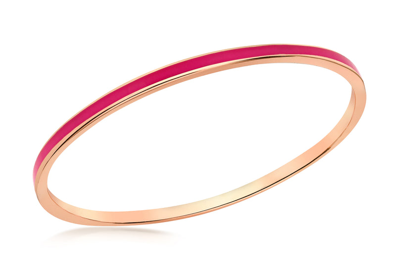 Sterling Silver Rose Gold Plated 3mm Pink Stacking Bangle