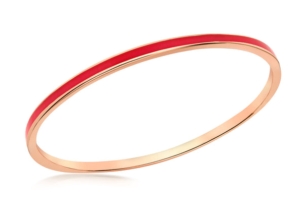 Sterling Silver Rose Gold Plated 3mm Red Stacking Bangle