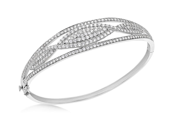 Sterling Silver Zirconia  Graduated Elliptic Bangle