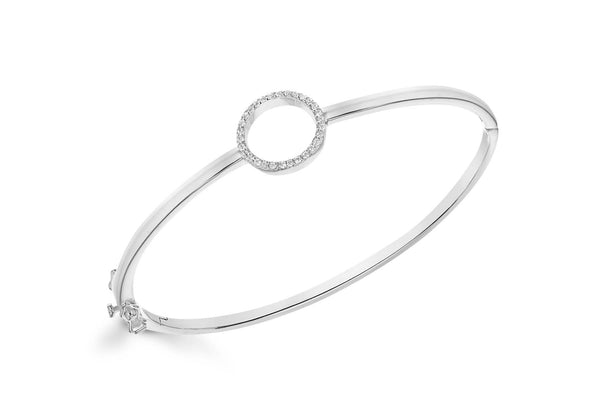 Silver White Zirconia  Ring Bangle