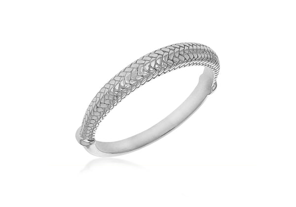 Sterling Silver Half Woven Pattern Bangle