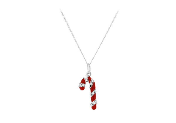 Sterling Silver Enamel Christmas Candy Pendant 