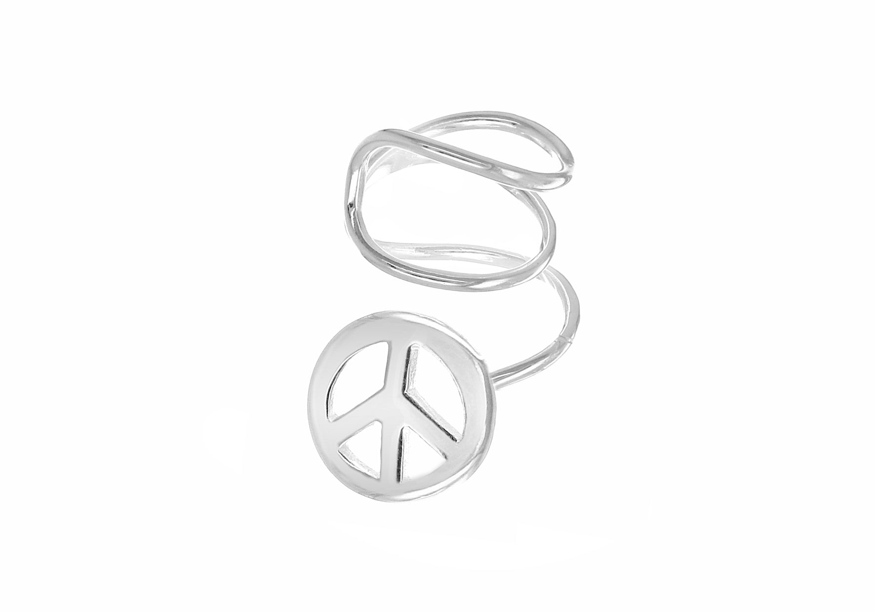 Sterling Silver Wire Peae Sign Ear Cuff