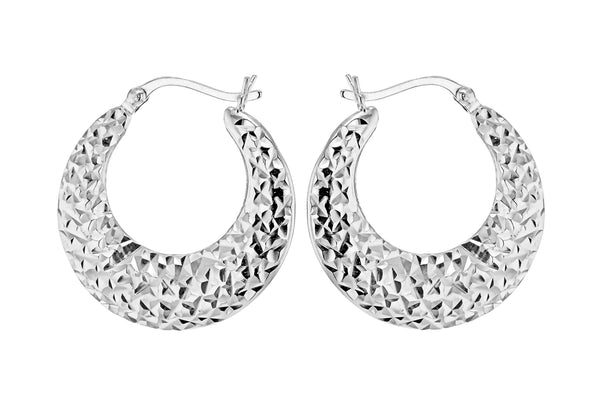 Sterling Silver 26mm x 27mm FacetedCreole Earrings