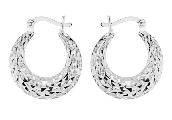 Sterling Silver 19mm x 21mm FacetedCreole Earrings