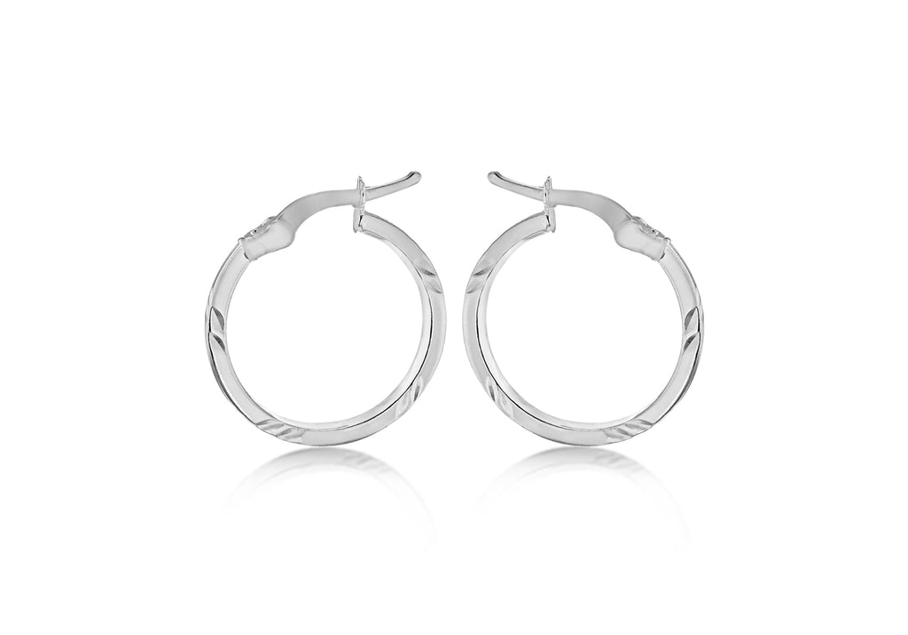 Sterling Silver 17.5mm Patterned Creole Earrings