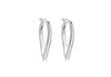 Sterling Silver Rhodium Plated 18.8mm x 28mm Stardust Twist Oval Creole Earrings