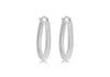 Sterling Silver Rhodium Plated 19.8mm x 28mm Stardust Oval Creole Earrings