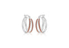 Sterling Silver Rhodium Plated Rose-Stardust Double 15mm Creole Earrings