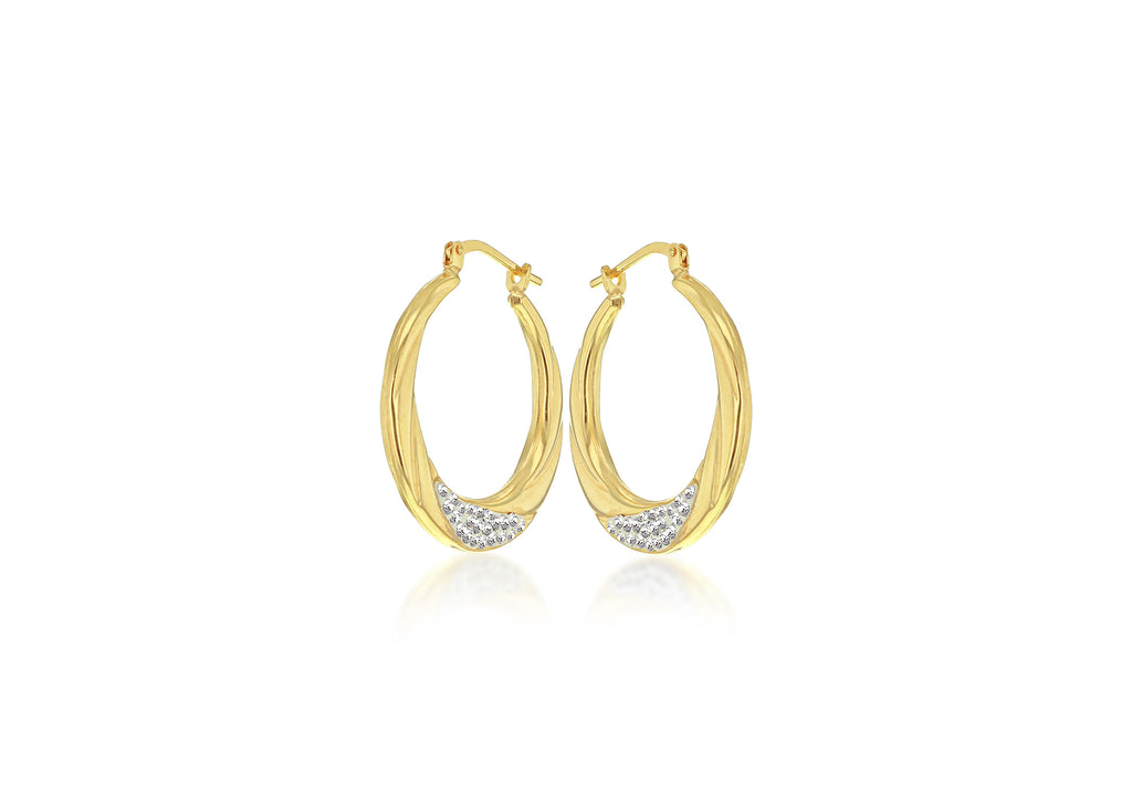 Sterling Silver 9ct Gold Bonded Crystal 24.5mm Creole Earrings