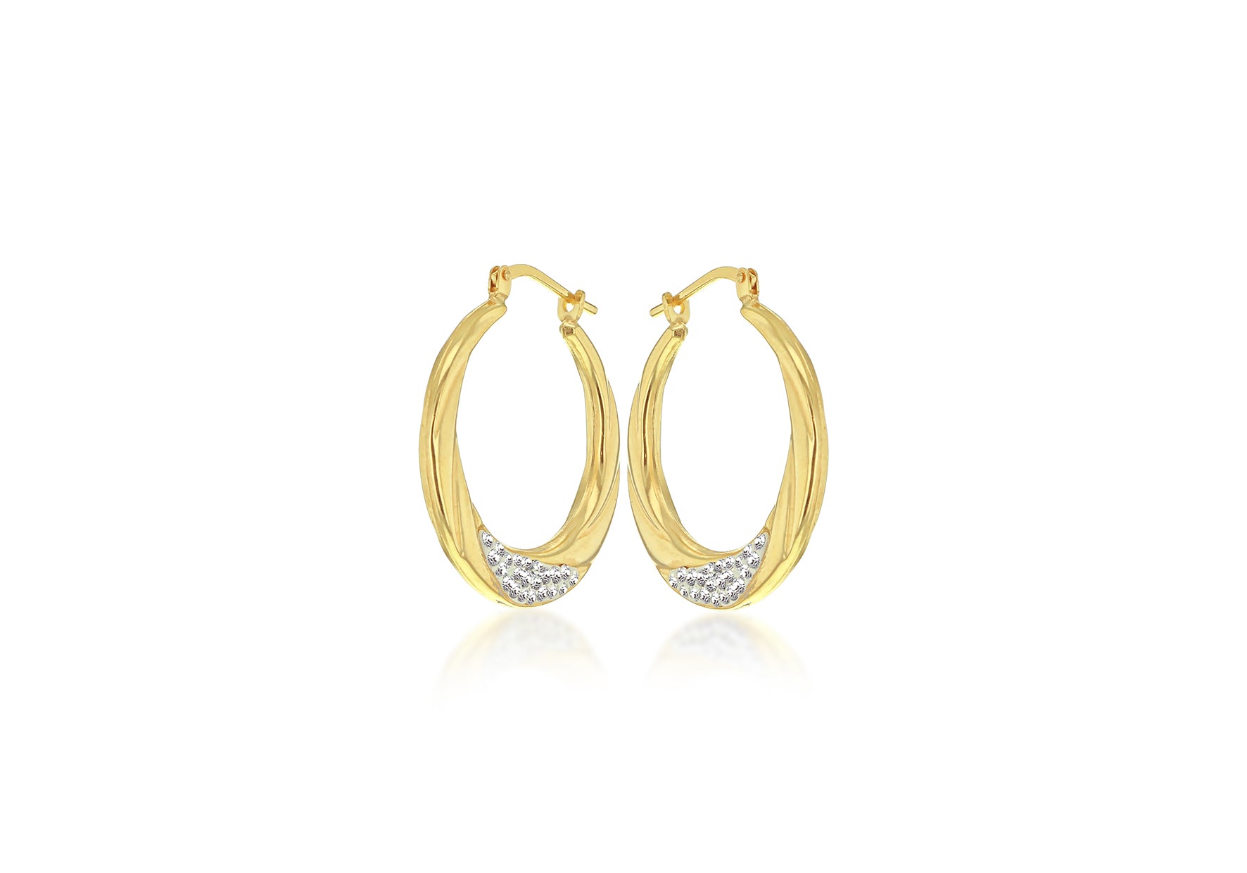 Sterling Silver 9ct Gold Bonded Crystal 24.5mm Creole Earrings