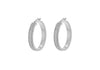 Sterling Silver Rhodium Plated 30mm Stardust Striped Creole Hoop Earrings