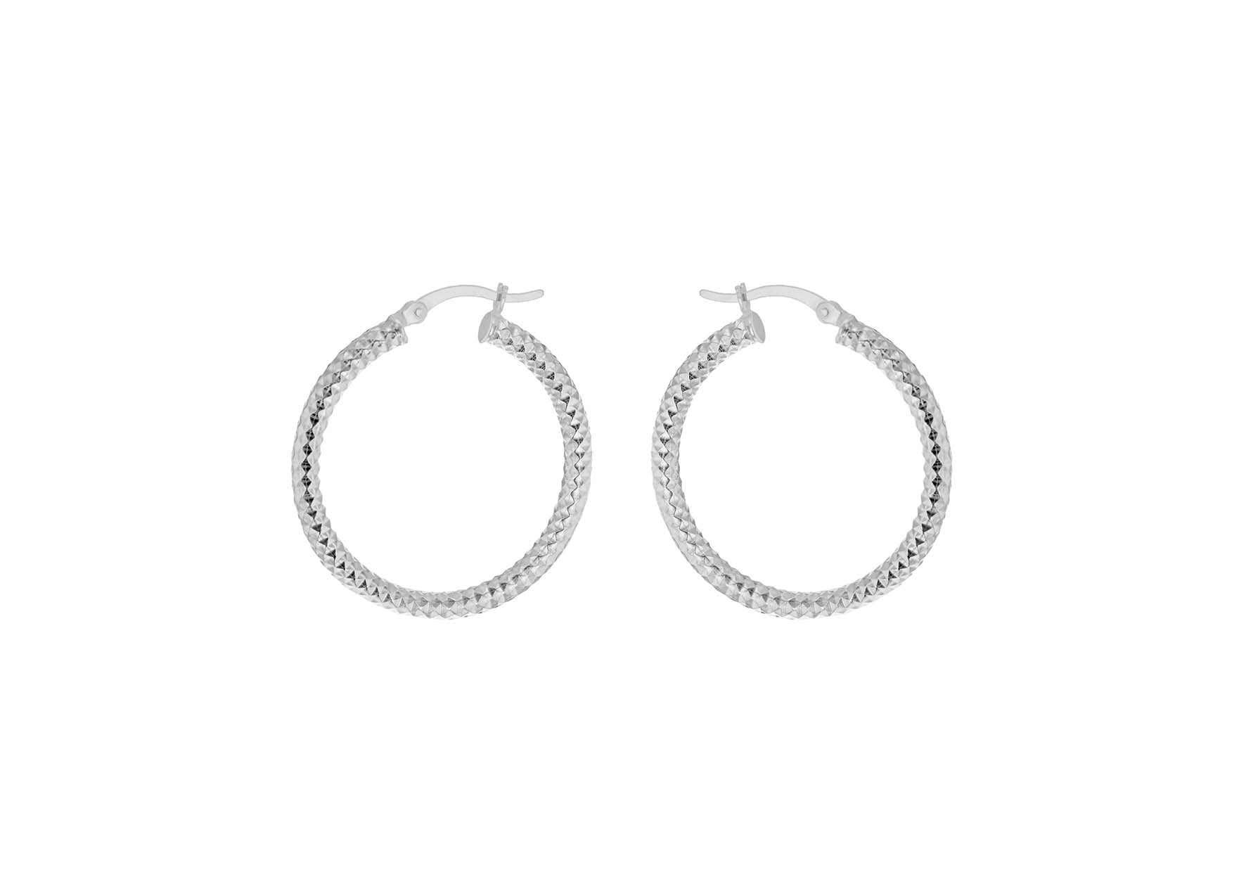 Sterling Silver 30mm Diamond Cut Hoop Creole Earrings