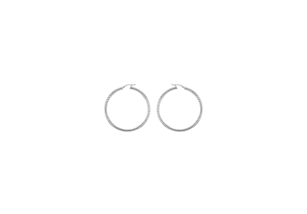 Sterling Silver 30mm Twist Diamond Cut Hoop Creole Earrings