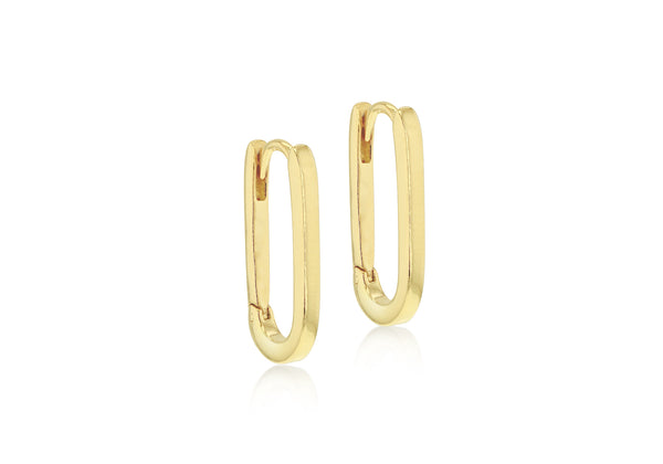Yellow Gold Plated Sterling Silver Square Hoop Creole Earrings