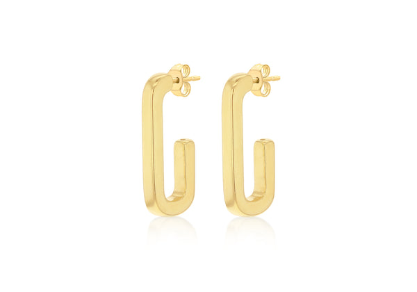 Yellow Gold Plated Square Hook Earrings
