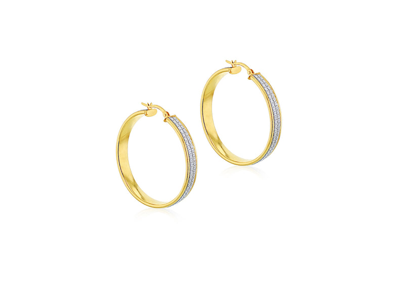 Yellow Gold Plated Glitter Hoop Earrings