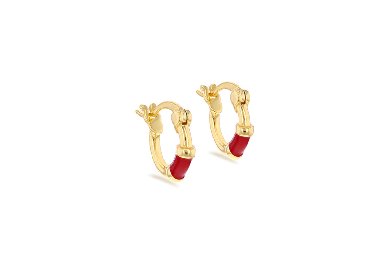 Yellow Gold Plated Blue Nautical Huggie Hoop Earrings