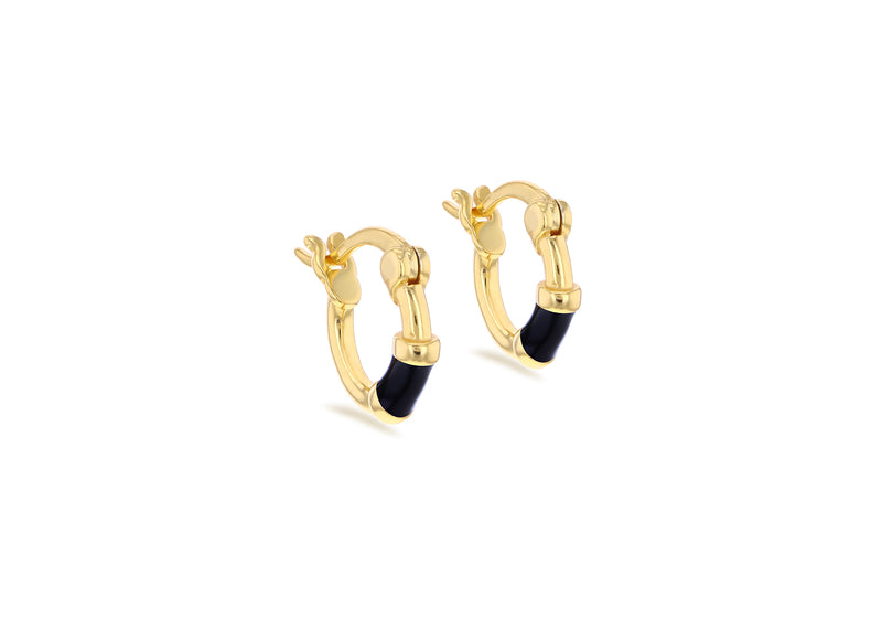 Yellow Gold Plated Blue Nautical Huggie Hoop Earrings