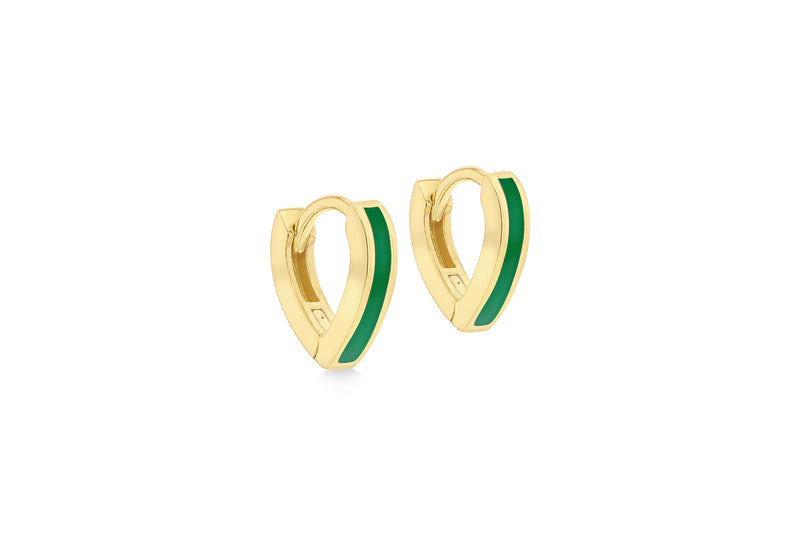 Yellow Gold Plated Sterling Silver Blue Glaze Huggie Earrings