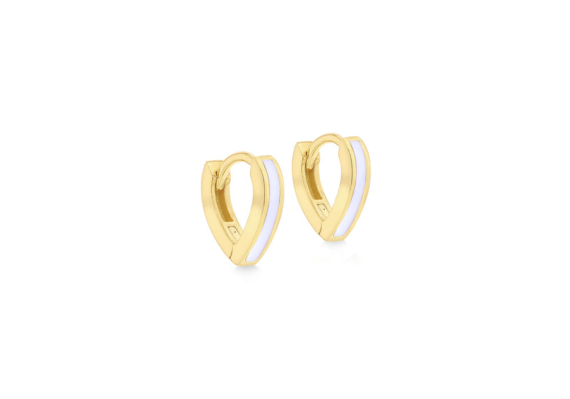 Yellow Gold Plated Sterling Silver Blue Glaze Huggie Earrings