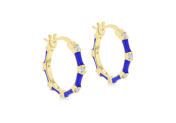 Yellow Gold Plated Sterling Silver White Zirconia Hoop Earrings