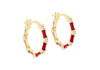 Yellow Gold Plated Sterling Silver White Zirconia Hoop Earrings