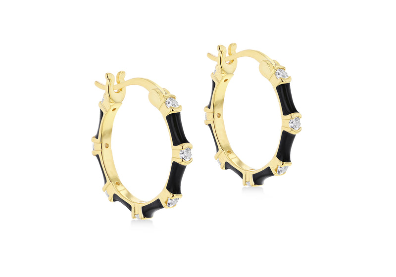Yellow Gold Plated Sterling Silver White Zirconia Hoop Earrings