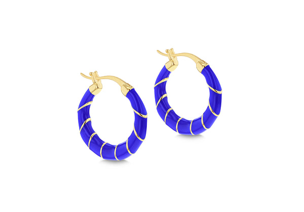 Yellow Gold Plated Weave Enamel Hoop Earrings