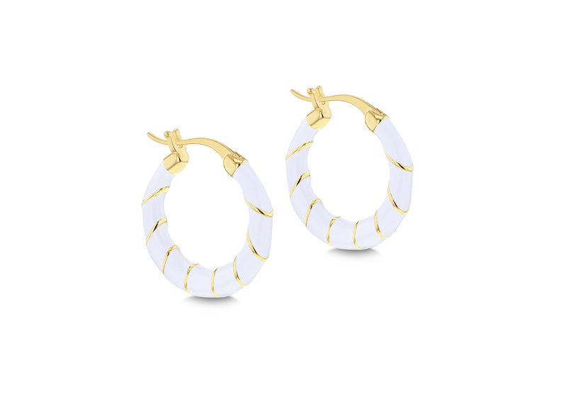 Yellow Gold Plated Weave Enamel Hoop Earrings