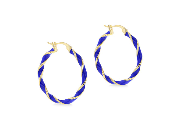 Yellow Gold Plated Sterling Silver Glazed Twist Hoop Earrings