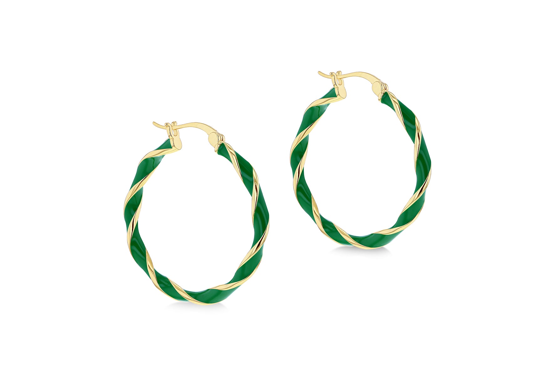 Yellow Gold Plated Sterling Silver Glazed Twist Hoop Earrings