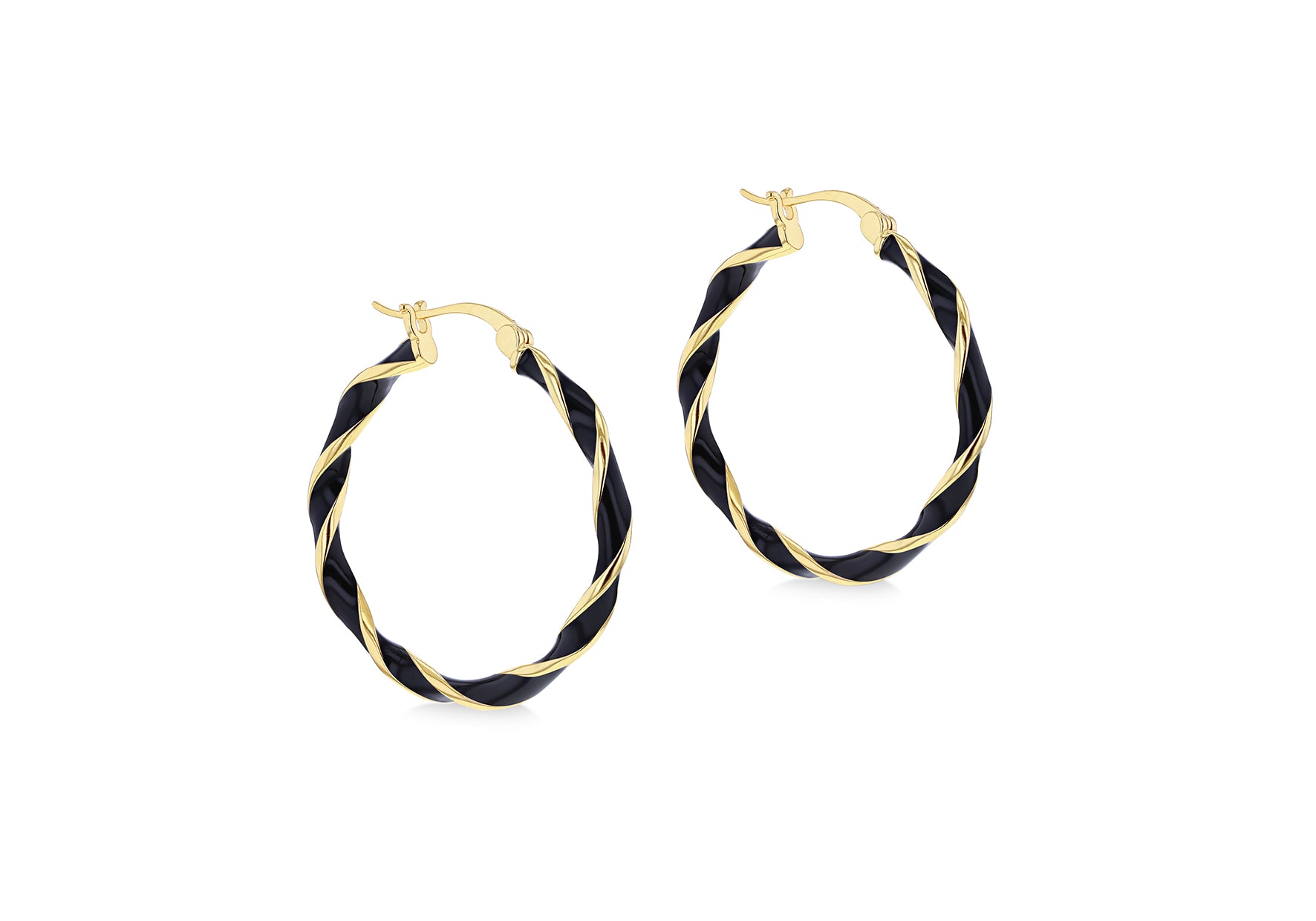 Yellow Gold Plated Sterling Silver Glazed Twist Hoop Earrings