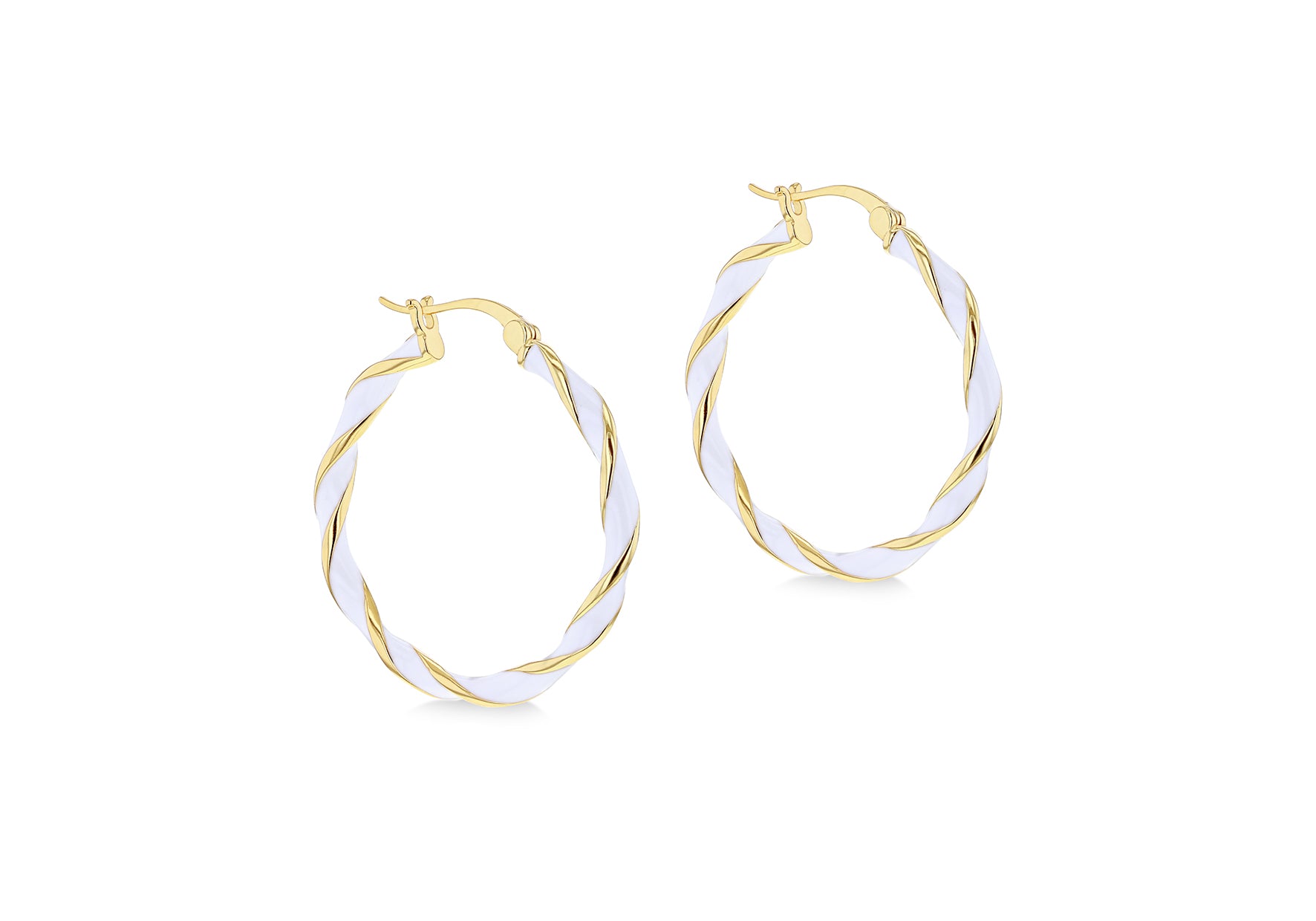 Yellow Gold Plated Sterling Silver Glazed Twist Hoop Earrings