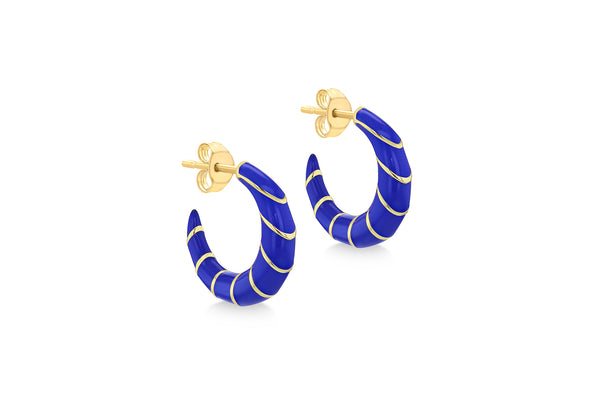 Yellow Gold Plated Sterling Silver Glazed Crescent Sud Earrings