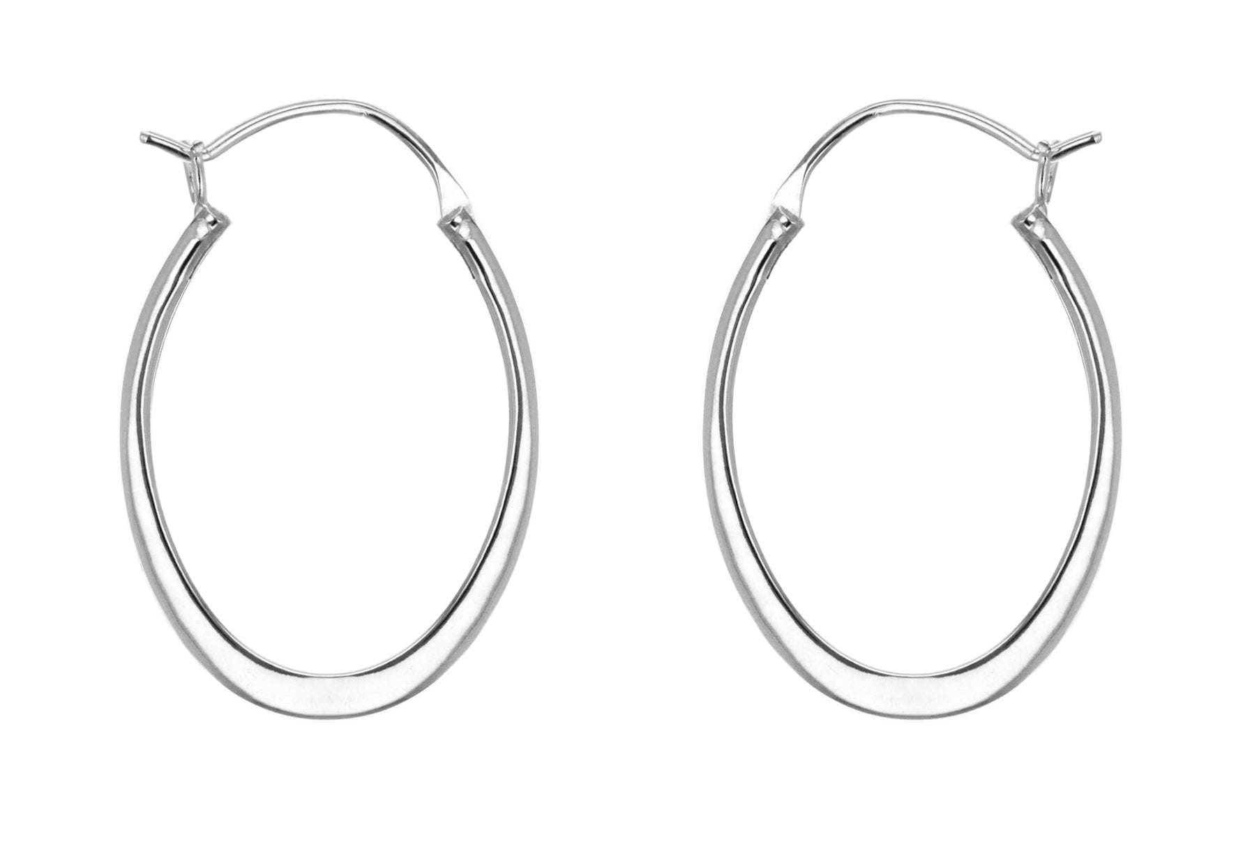 Sterling Silver Oval Creole Earrings