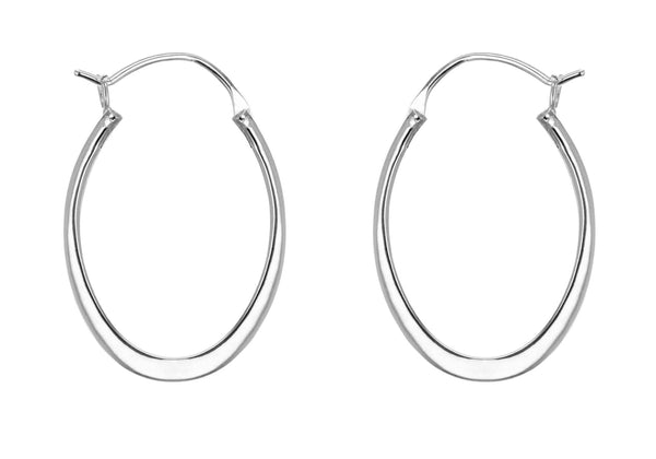 Sterling Silver Oval Creole Earrings