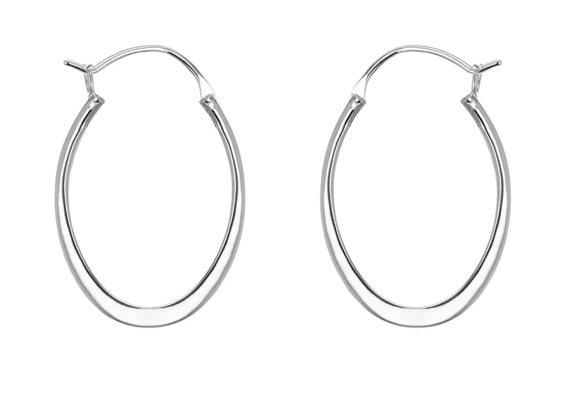 Sterling Silver Oval Creole Earrings