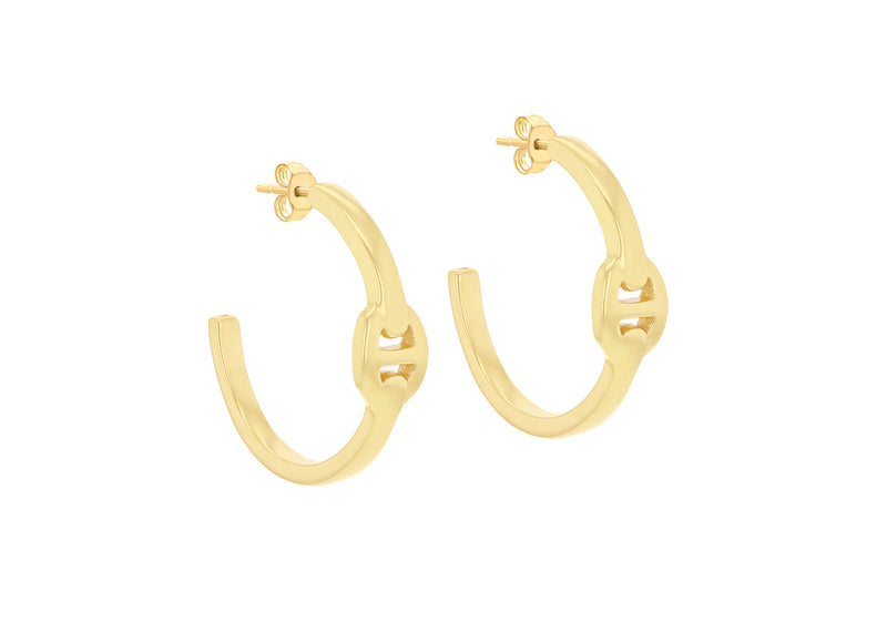 Yellow Gold Plated Rambo Crescent Hoop Earrings
