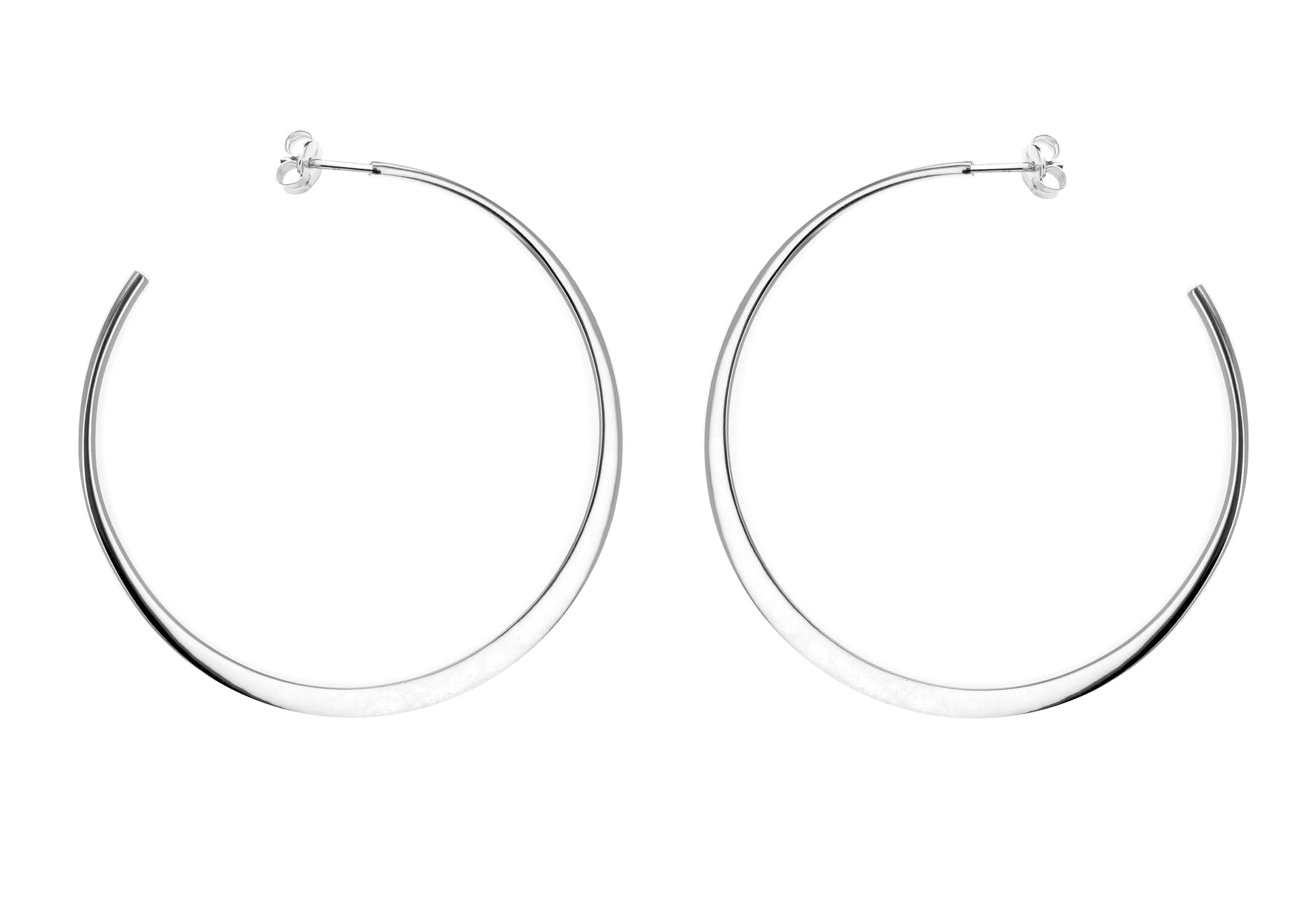 Sterling silver flat best sale hoop earrings