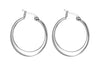 Sterling Silver 25mm Flat Graduated Hoop Earrings