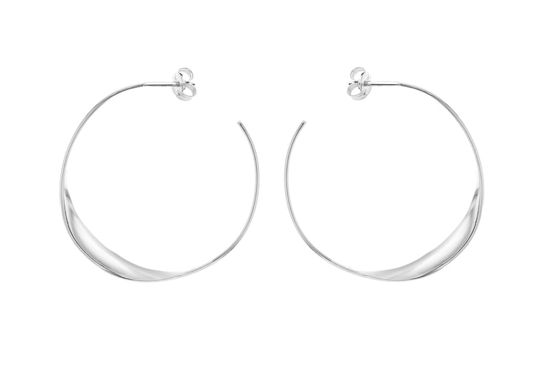 Sterling Silver 40mm Single Twist Hoop Earrings
