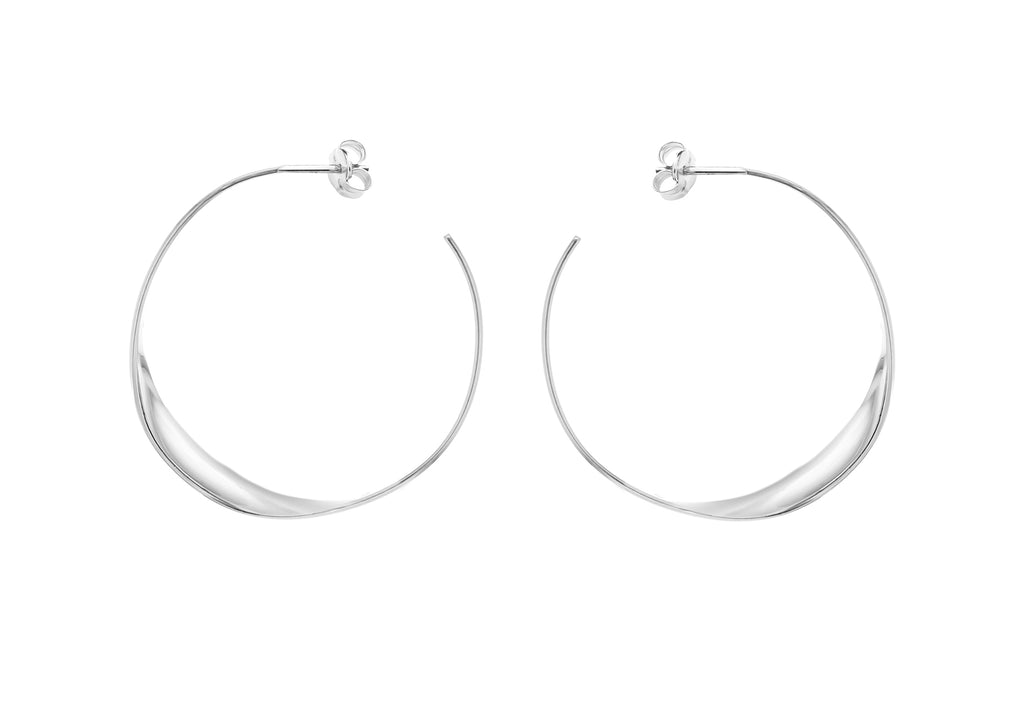 Sterling Silver 37mm Flat Twist Hoop Earrings