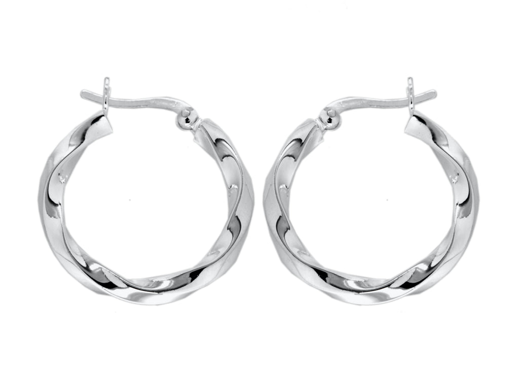 Sterling Silver 25mm Twist Creole Earrings
