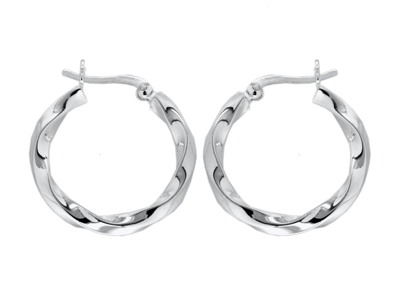 Sterling Silver 25mm Twist Creole Earrings