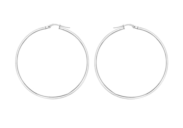 Sterling Silver 60mm Square Tube Creole Earrings
