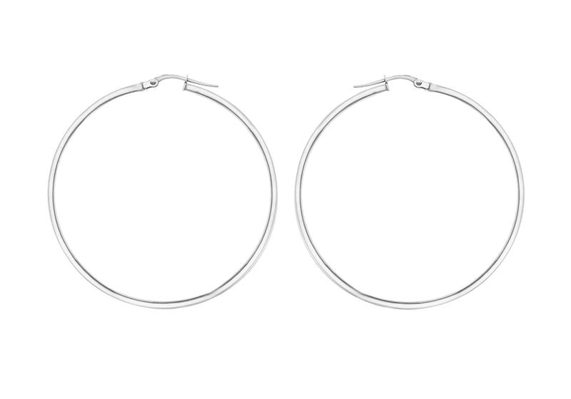 Sterling Silver 60mm Square Tube Creole Earrings