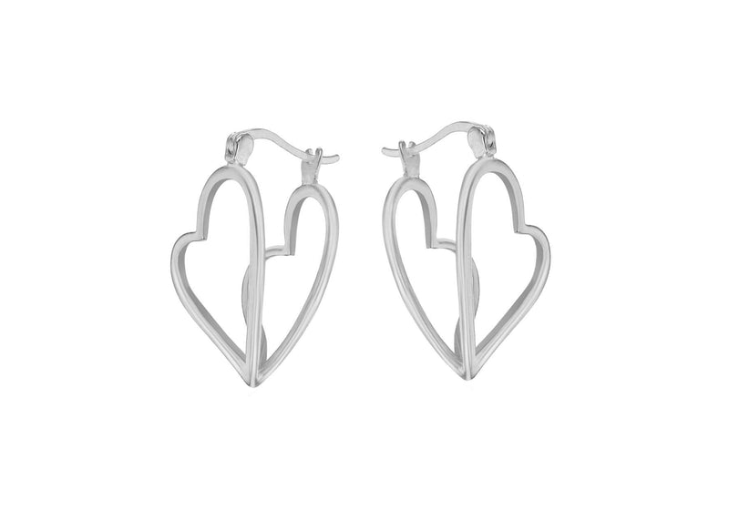 Sterling Silver Double CutoCut Heart Creole Earrings