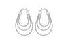 Sterling Silver Three Tiered Twisted Loop Creole Earrings